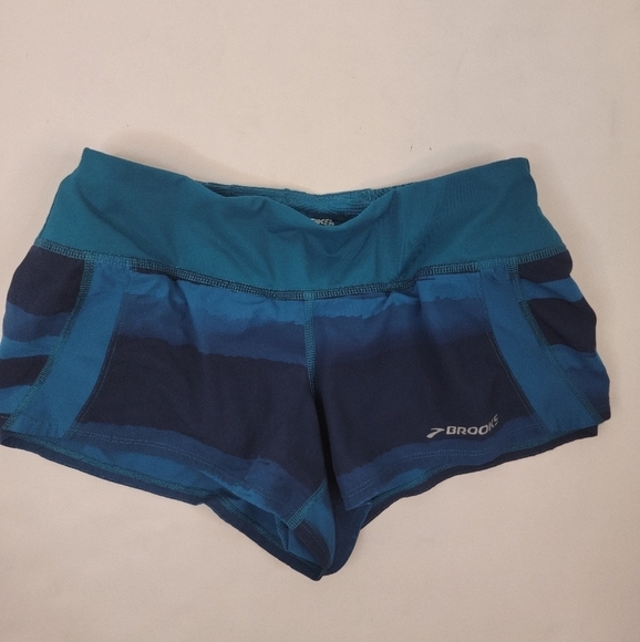 Brooks Sz CS Running Shorts Two Tone Blue Ombre - Picture 1 of 6